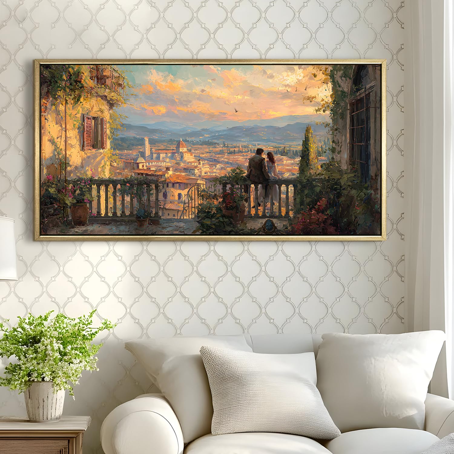 Vintage Florence Balcony Canvas Wall Painting For Living Room
