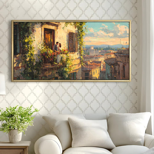 Vintage Balcony Canvas Wall Painting For Hotel
