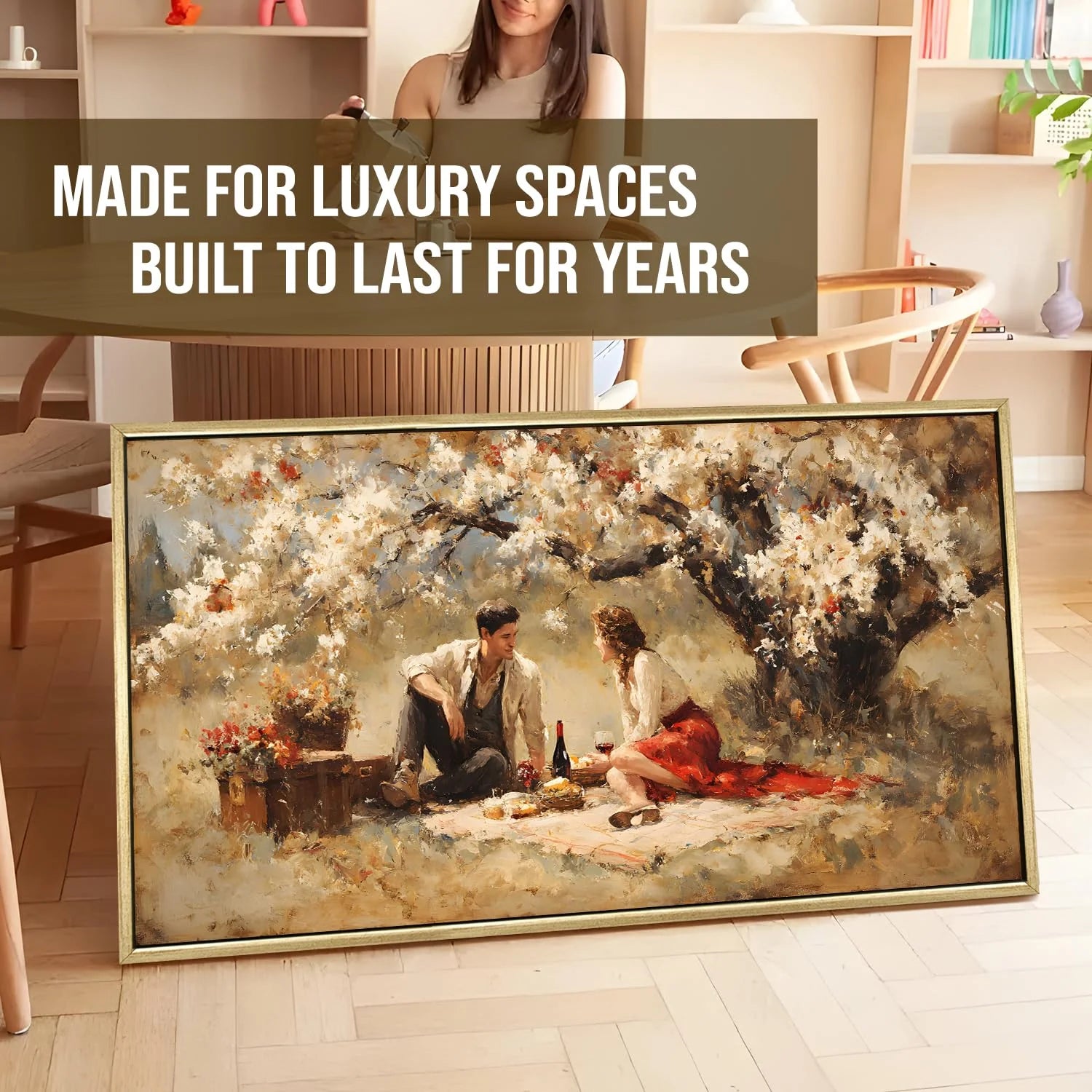 Vintage Couple Picnic Canvas Wall Painting