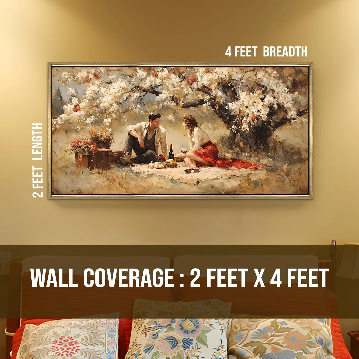 Vintage Couple Picnic Canvas Wall Painting