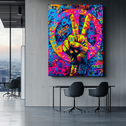 Peace Sign Banksy Graffiti Pop Art Canvas wall art painting