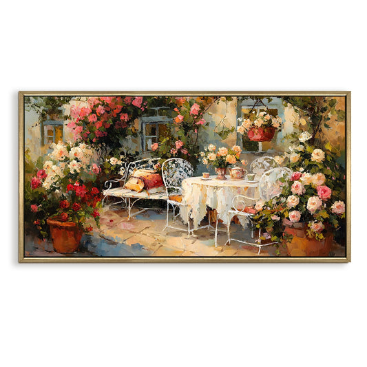 Vintage Garden Canvas Wall Painting For Hotel