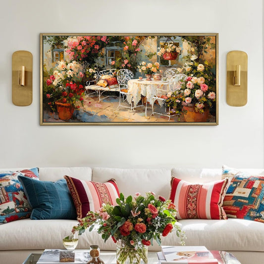 Vintage Garden Canvas Wall Painting For Hotel
