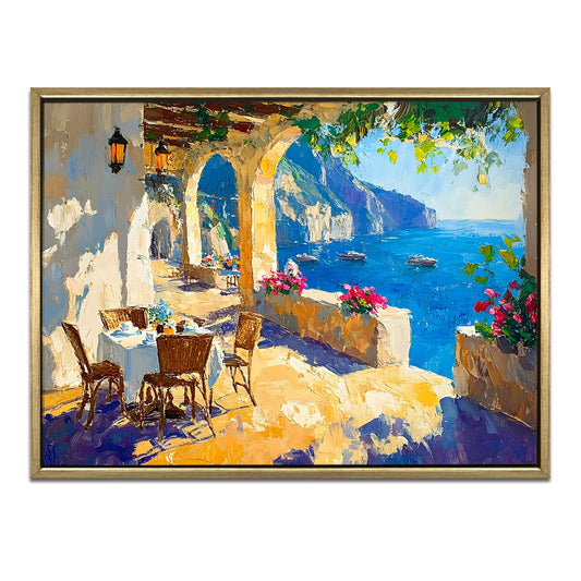 Vintage Cafe Canvas Wall Painting For Restaurant