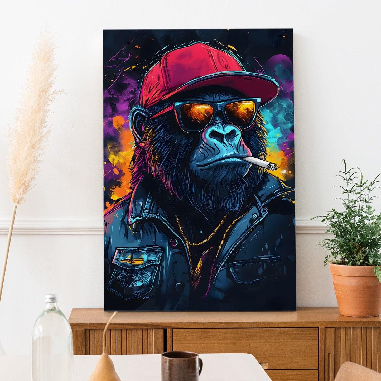 Ape Hustler Wall Art Painting, HD Canvas Print, Framed, Ready to Hang