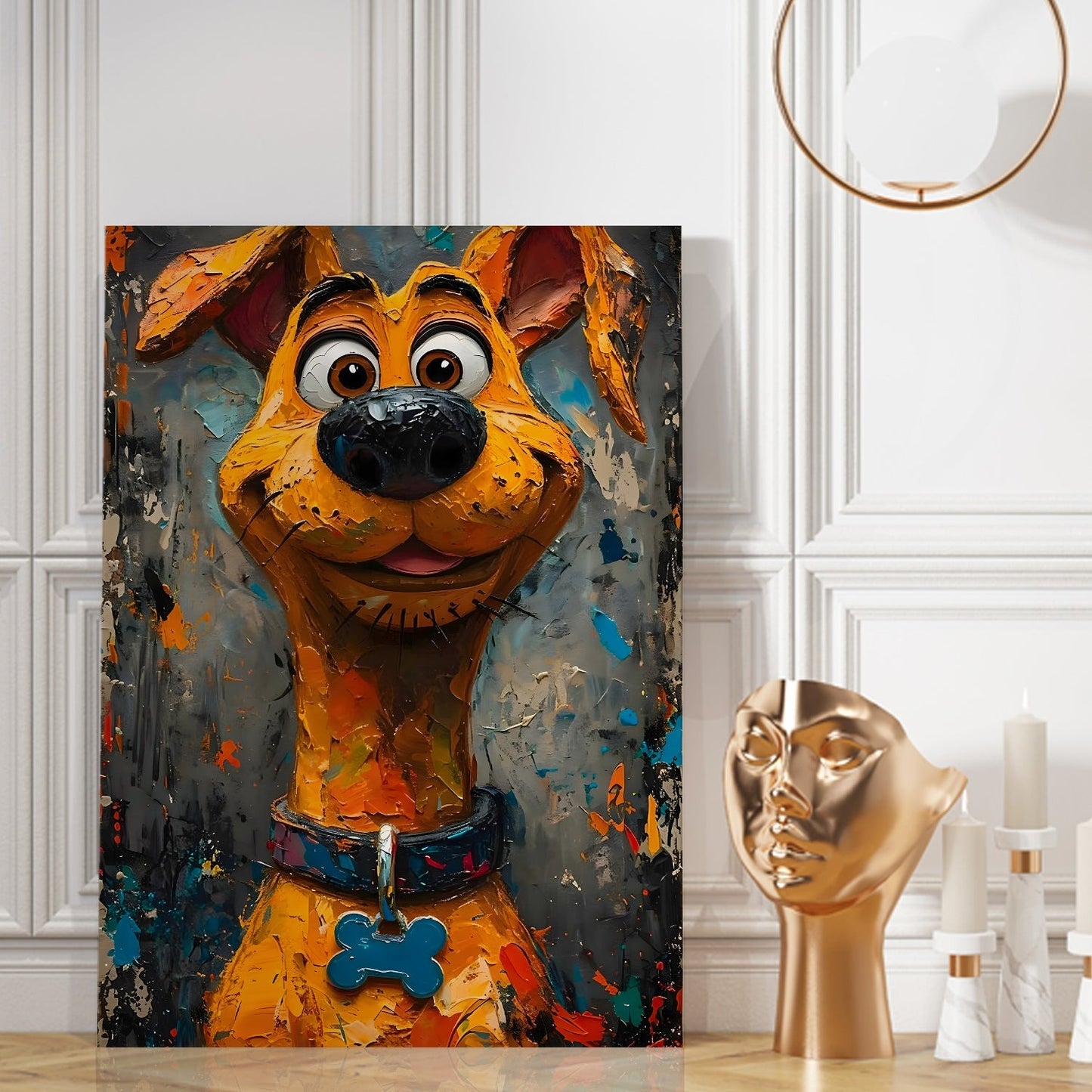 Canine Joy Wall Art Painting, HD Canvas Print, Framed, Ready to Hang
