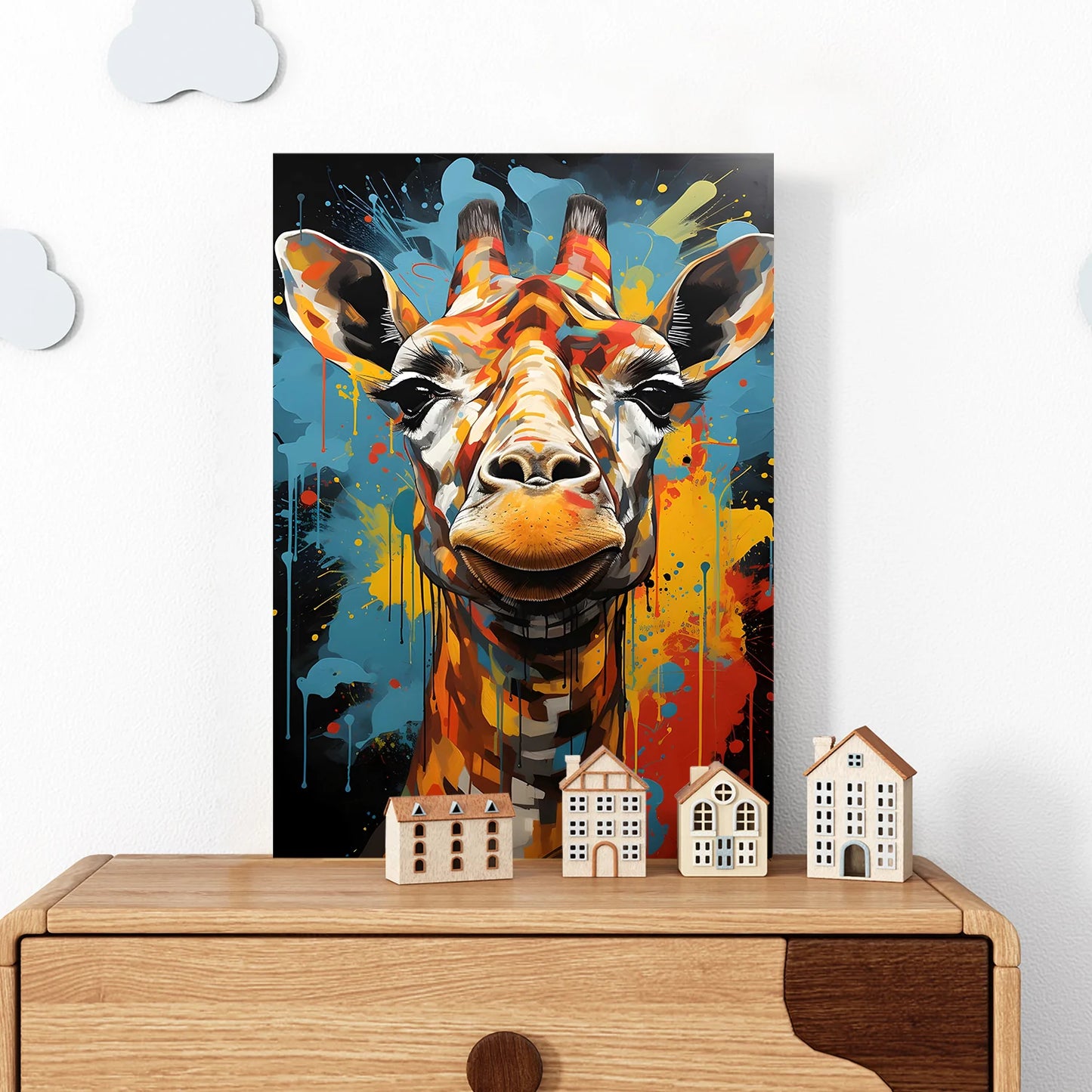 Colorful Giraffe Graffiti Canvas Wall Art Painting