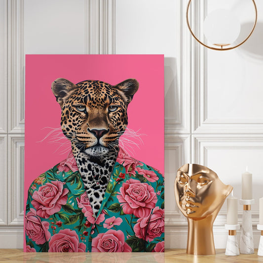 Pink Leopard canvas wall art painting