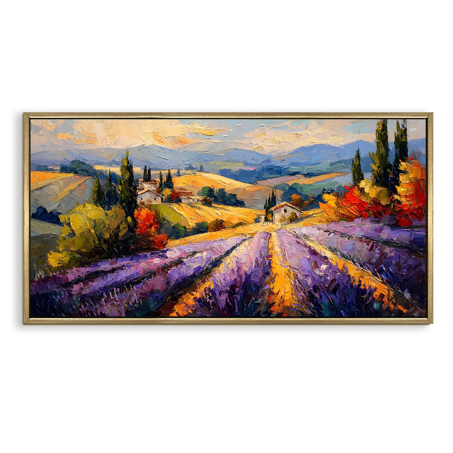 Vintage Floral Field Canvas Wall Painting For Hotel