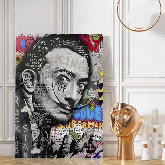 B&W King Dali canvas wall art painting