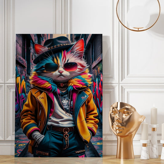 Hip Hop Catitude canvas Wall Art Painting