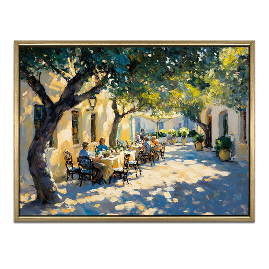 Vintage Street Wall Canvas Painting For Cafe Decoration