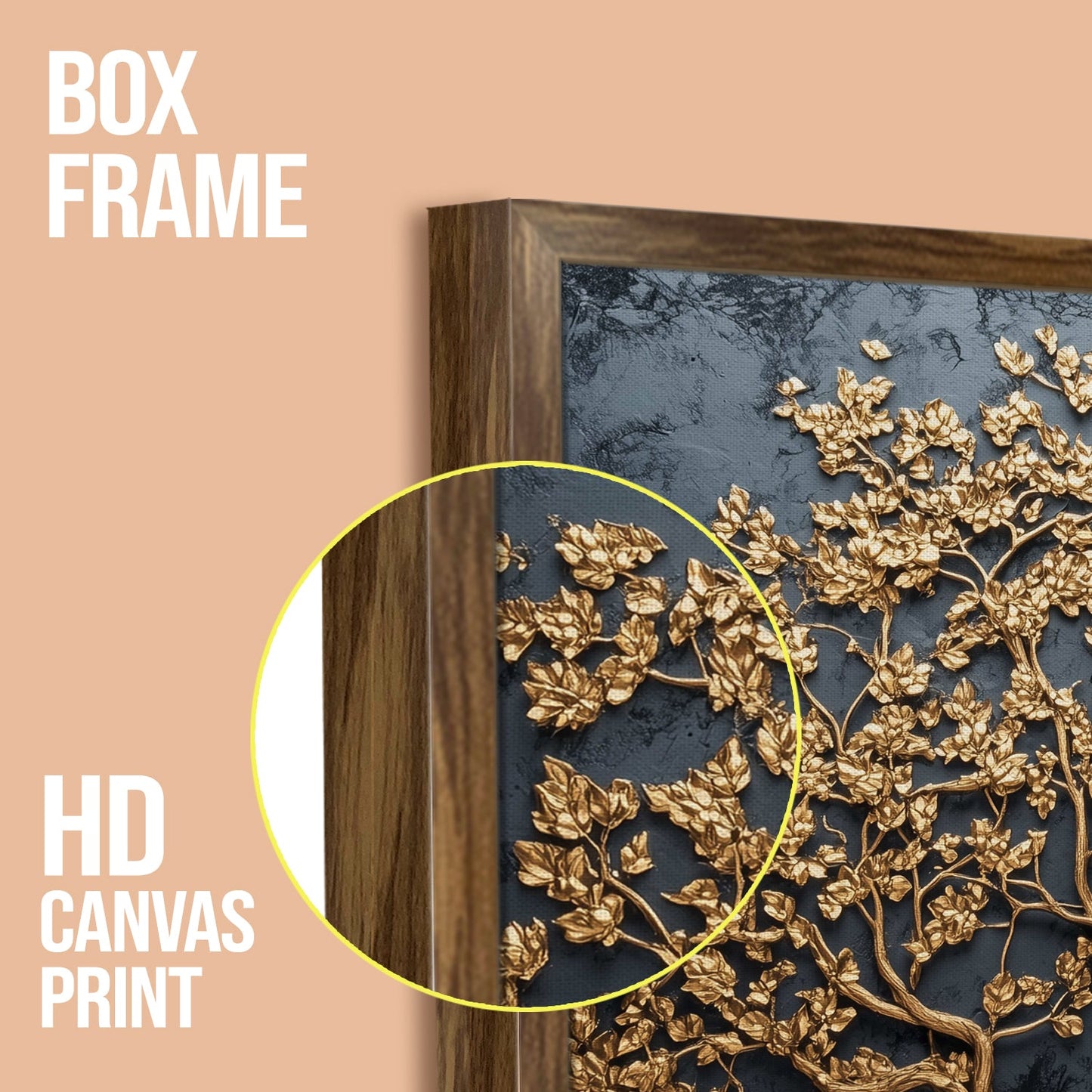 Abstract Golden Lucky Wish Tree Vastu Canvas Painting