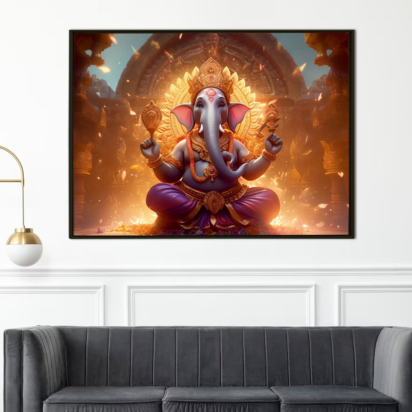 Large sized Lord Ganesha canvas painting for home and office