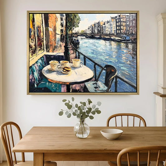 Vintage Cafe Canvas Wall Art For Living Room Decor