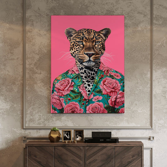 Pink Leopard canvas wall art painting