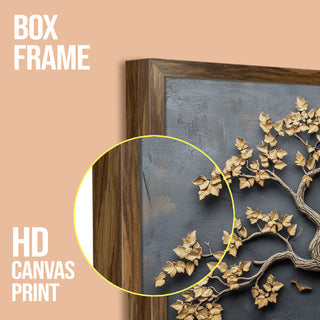 Abstract Golden Lucky Wish Tree Vastu Canvas Painting