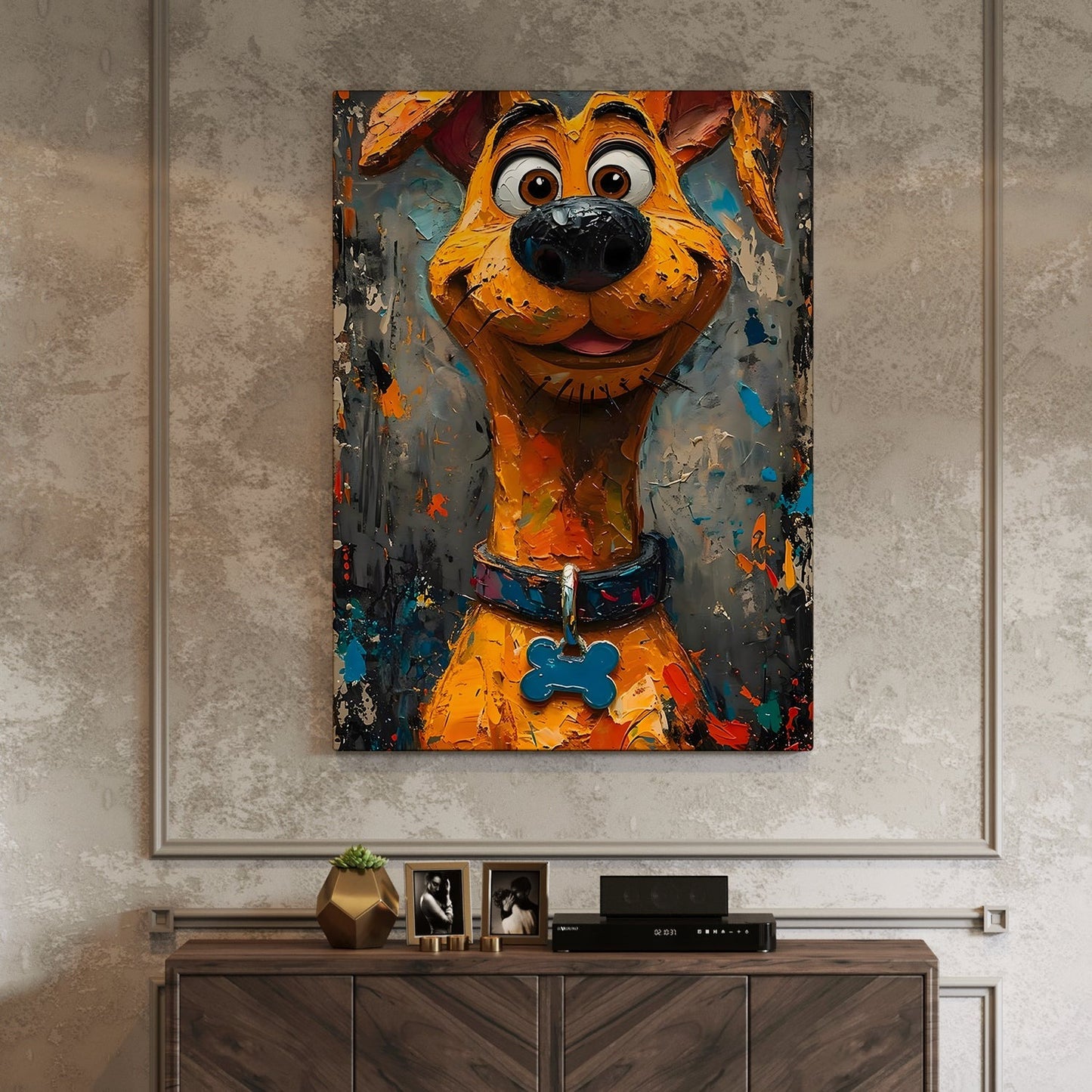 Canine Joy Wall Art Painting, HD Canvas Print, Framed, Ready to Hang