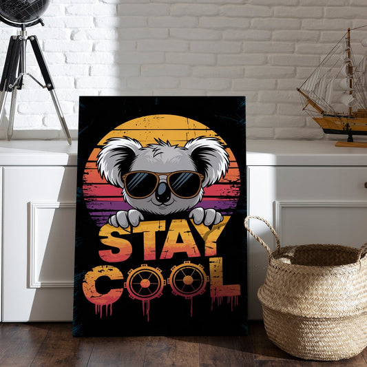 Retro Vibes Koala canvas Wall Art Painting