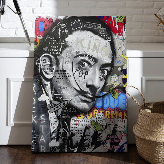 B&W King Dali canvas wall art painting
