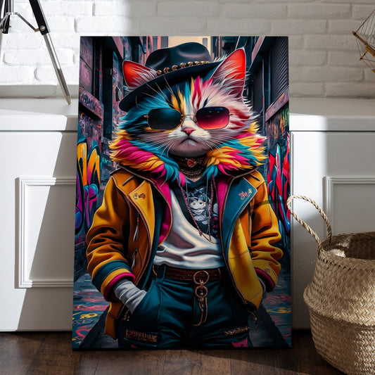 Hip Hop Catitude canvas Wall Art Painting