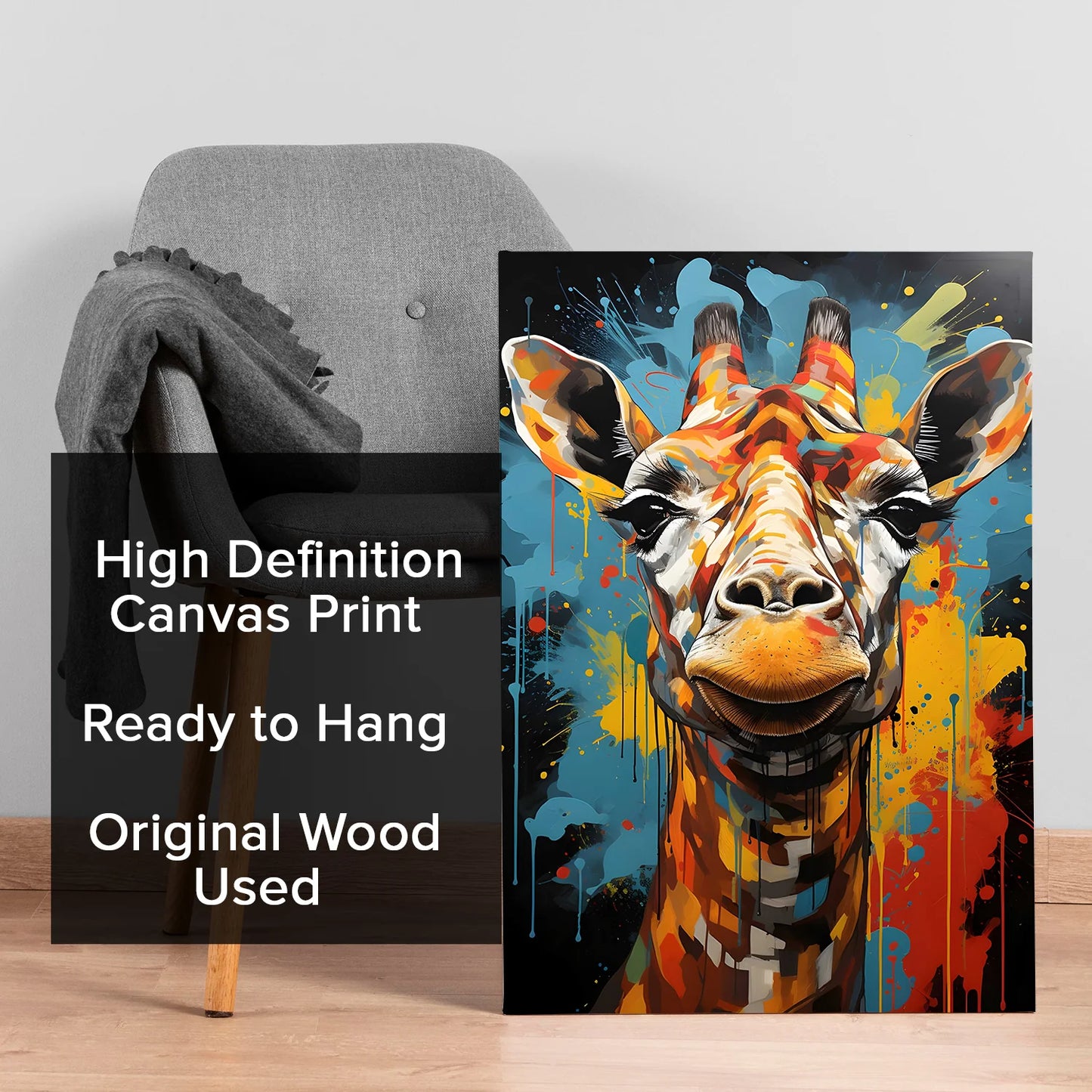 Colorful Giraffe Graffiti Canvas Wall Art Painting