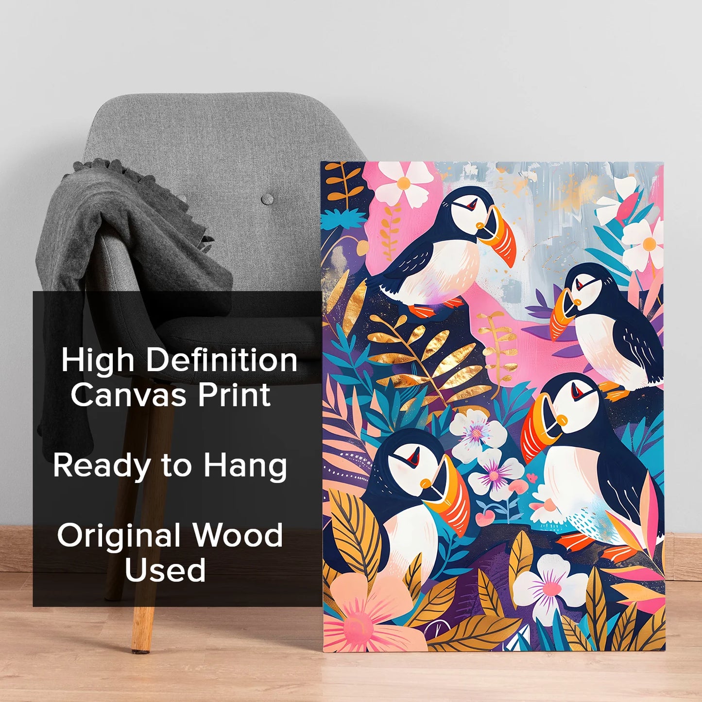 Tropical Puffin Paradise Wall Art Painting For Home Decoration