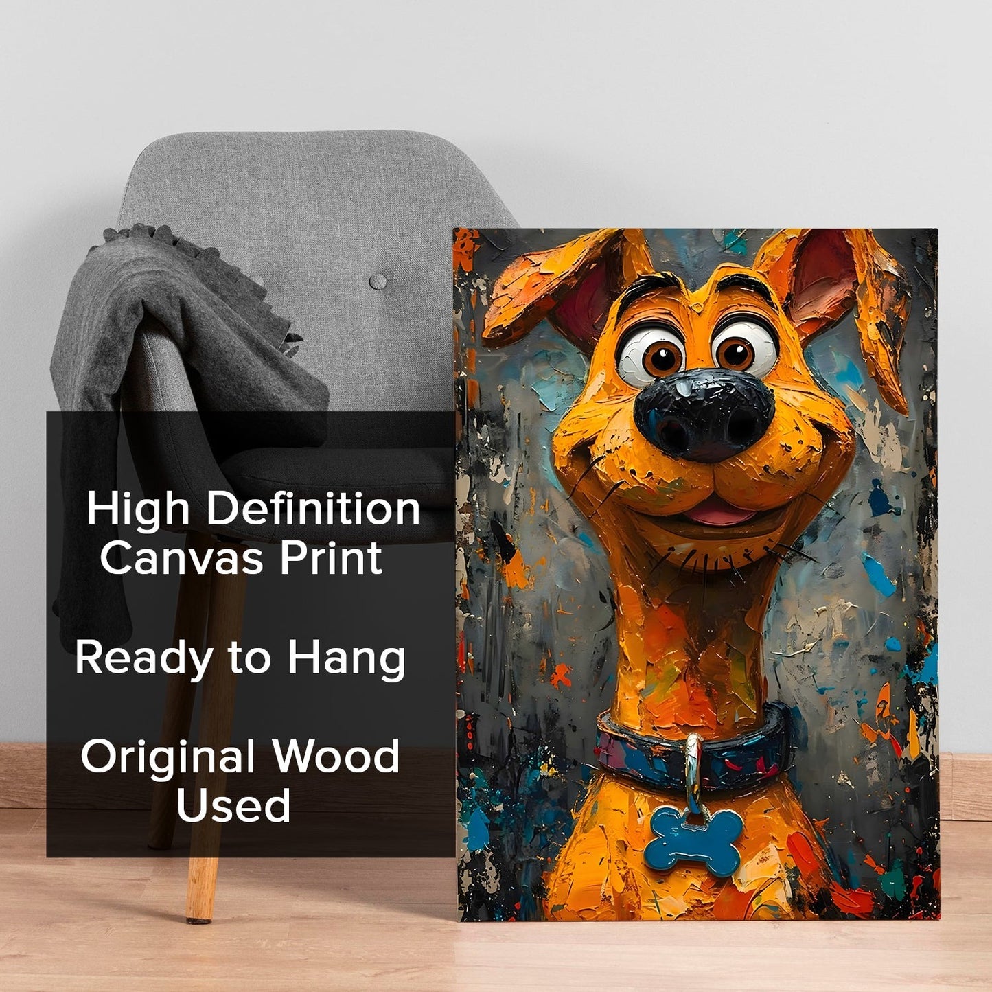 Canine Joy Wall Art Painting, HD Canvas Print, Framed, Ready to Hang