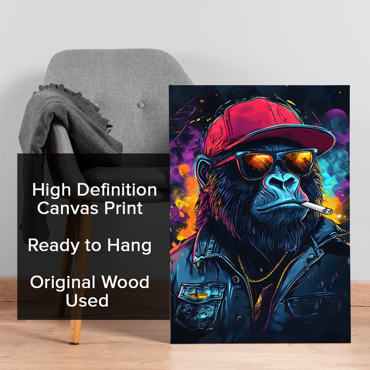 Ape Hustler Wall Art Painting, HD Canvas Print, Framed, Ready to Hang