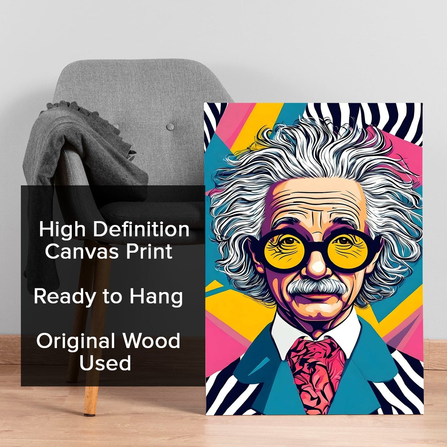 Einstein Unplugged Wall Art Painting, HD Canvas Print, Framed, Ready to Hang
