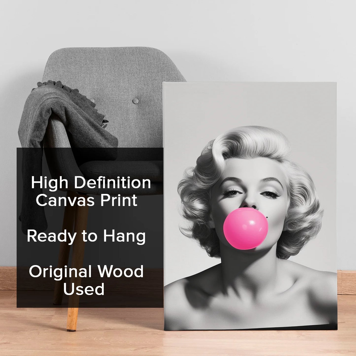 Marilyn Monroe Pink Bubble Gum Maximalist Altered Wall Art