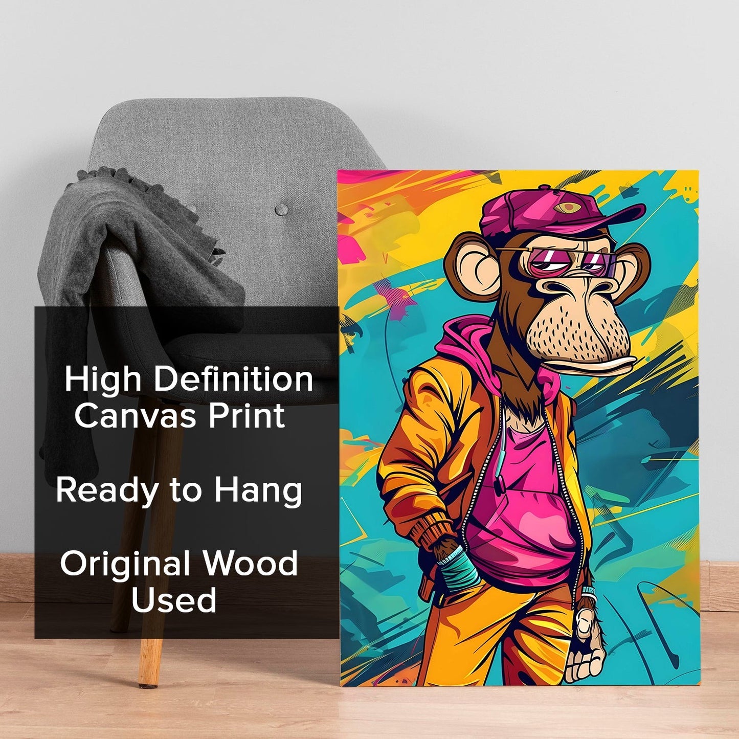 Cool Chimp in Shades Urban Jungle Style canvas wall art painting