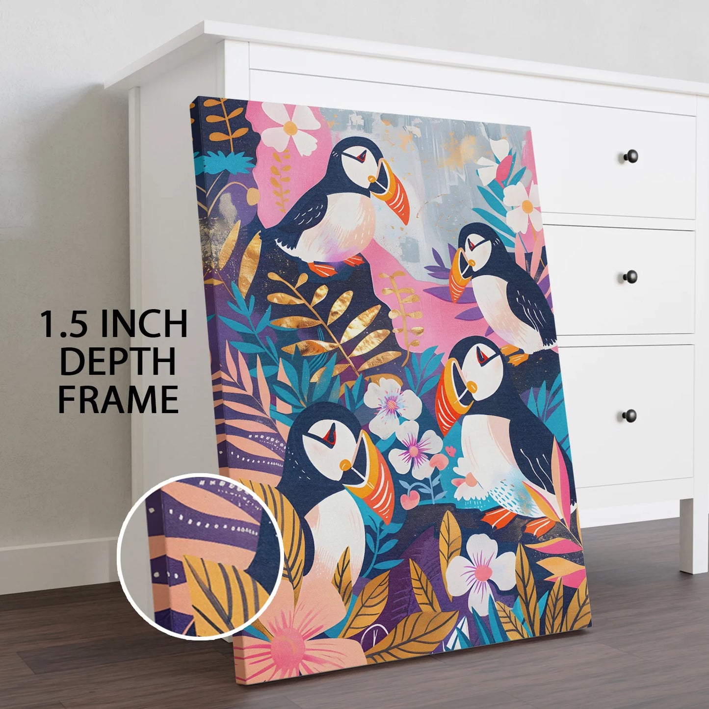 Tropical Puffin Paradise Wall Art Painting For Home Decoration