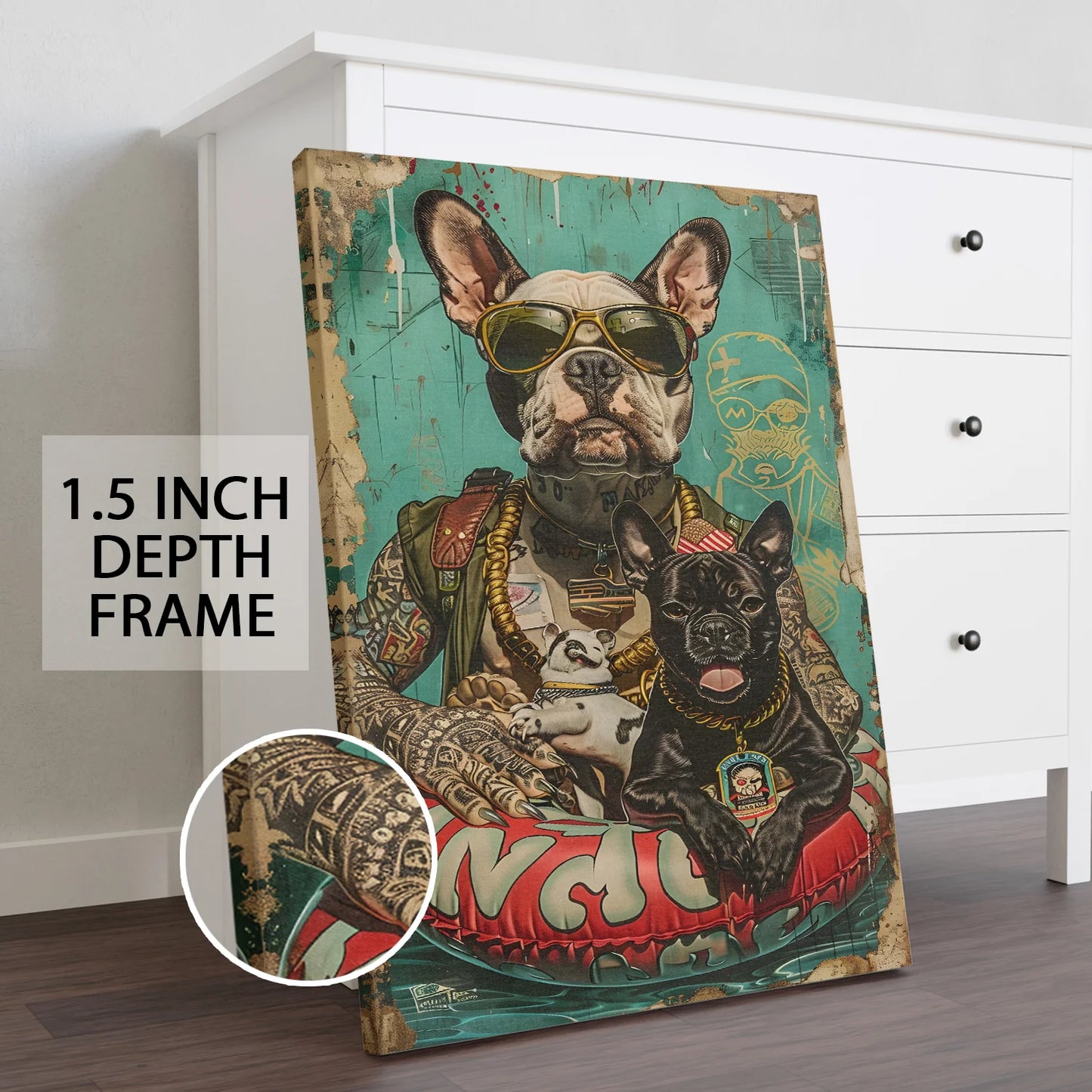 Funky Bulldog Graffiti Canvas Wall Art Painting