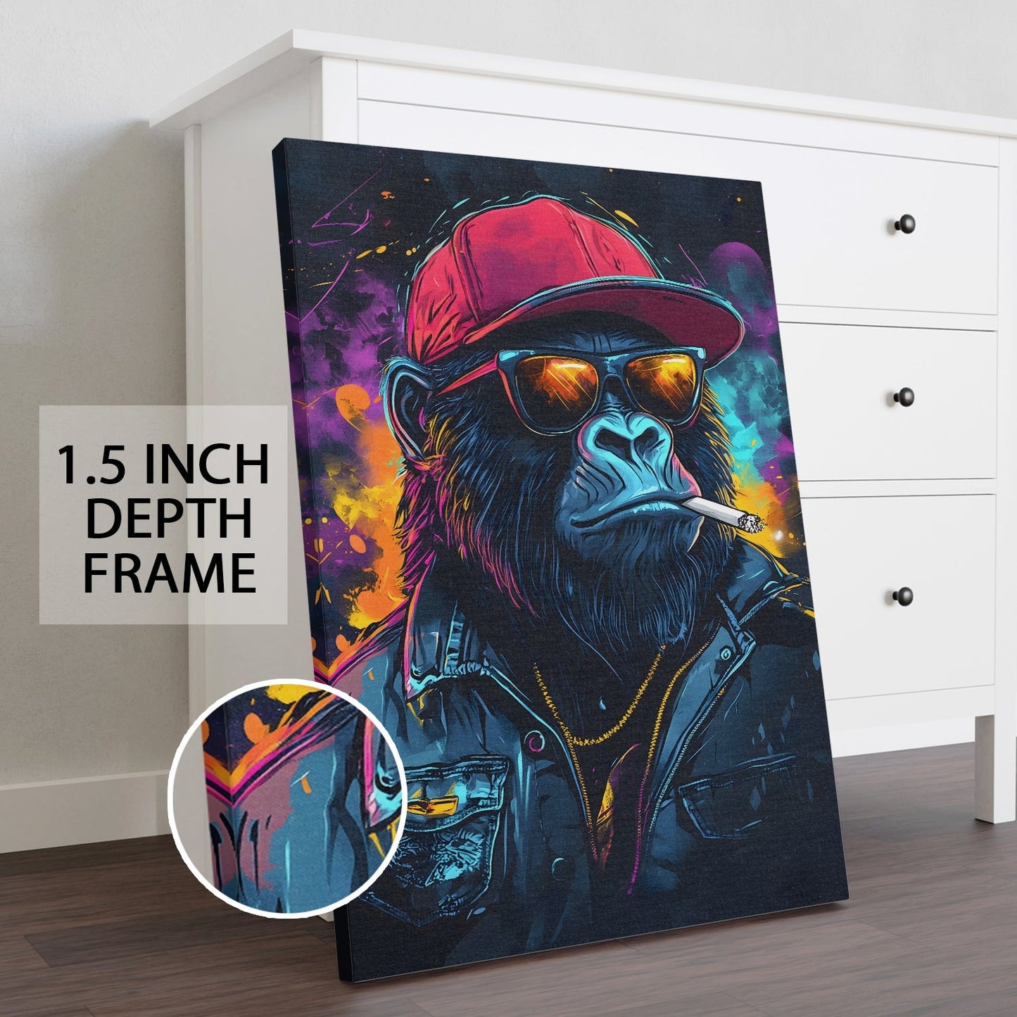 Ape Hustler Wall Art Painting, HD Canvas Print, Framed, Ready to Hang