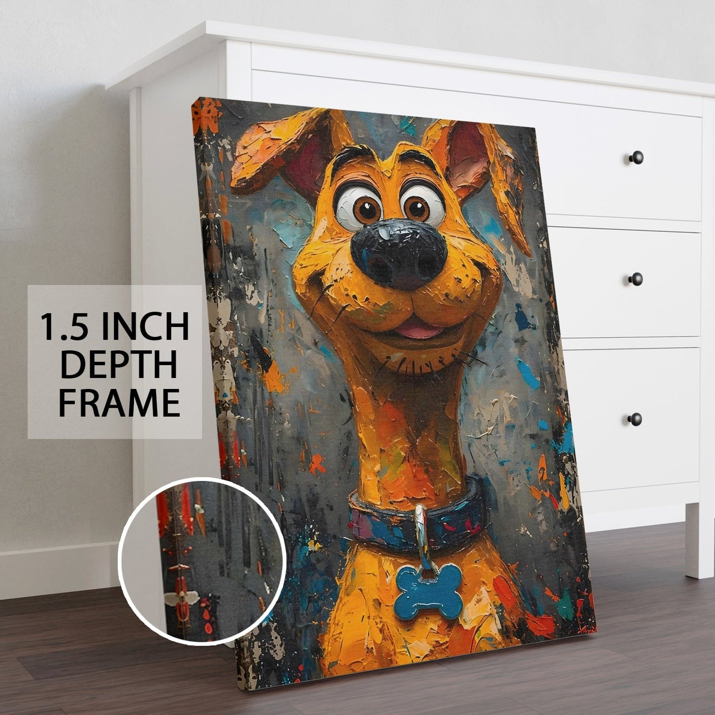 Canine Joy Wall Art Painting, HD Canvas Print, Framed, Ready to Hang