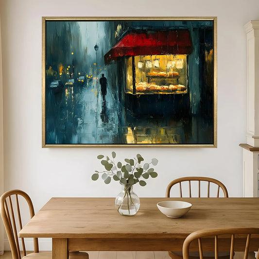 Vintage Street Wall Canvas Painting For Cafe Decor