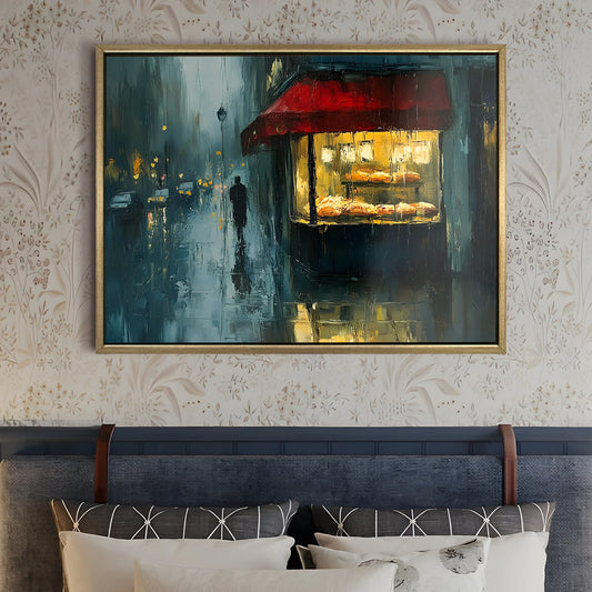 Vintage Street Wall Canvas Painting For Cafe Decor