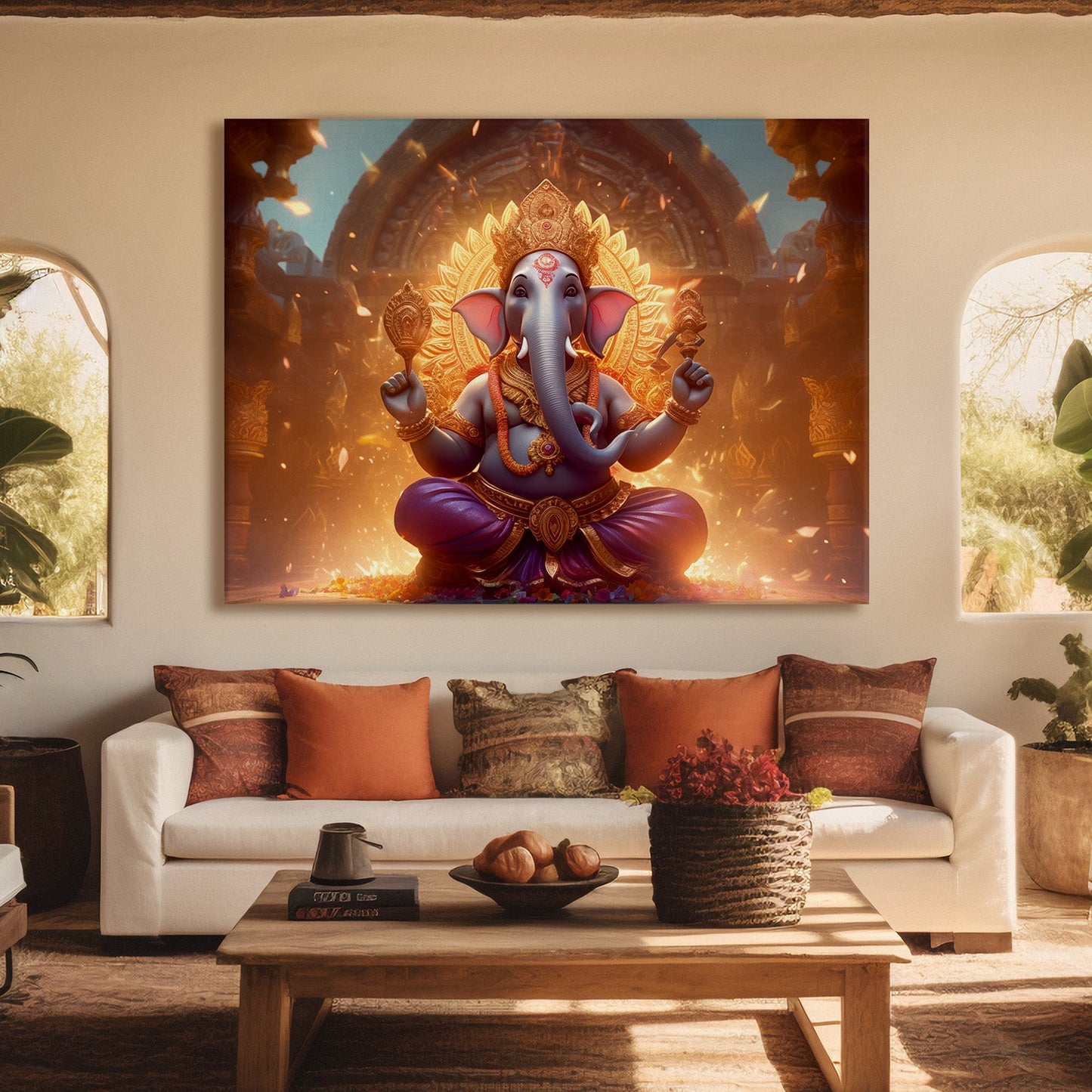Large sized Lord Ganesha canvas painting for home and office