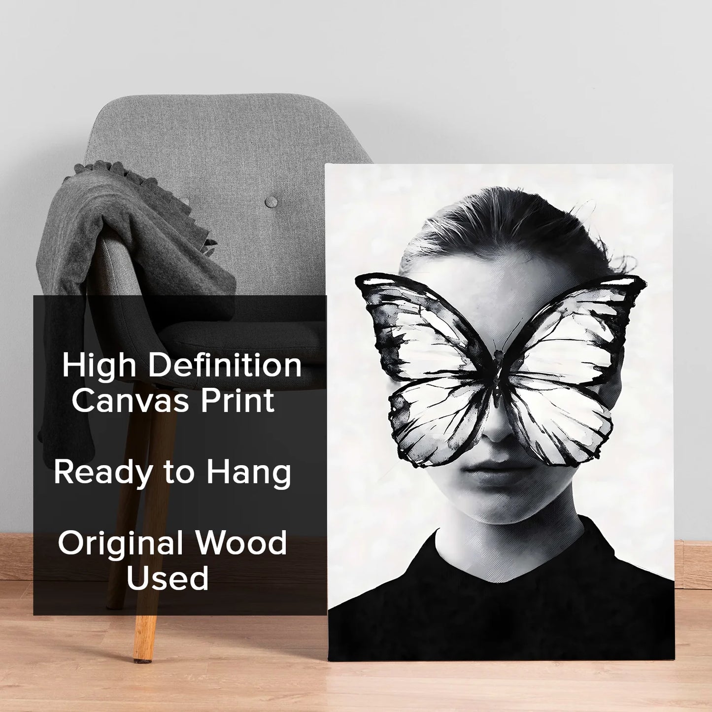 Black and White Woman Canvas Wall Art Painting For Hotel