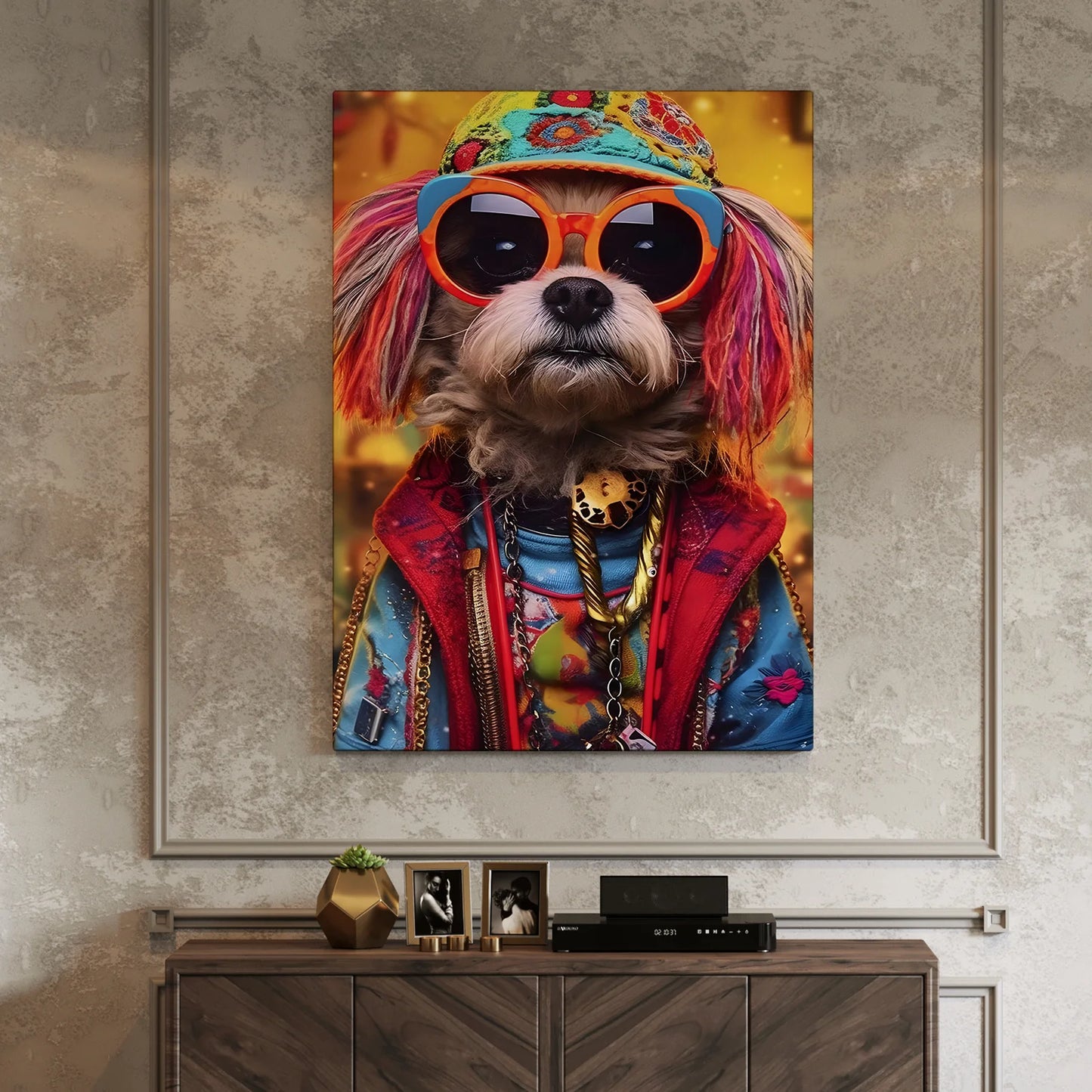 Funky Dog Pop Art Canvas Wall Painting for Modern Home Décor