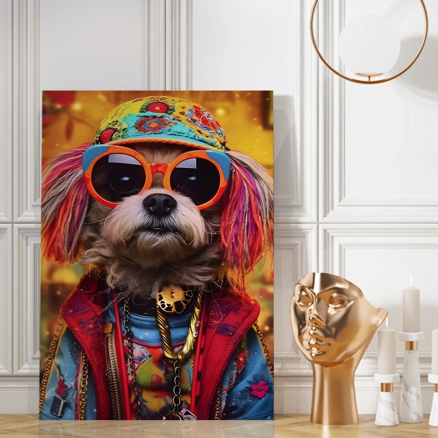 Funky Dog Pop Art Canvas Wall Painting for Modern Home Décor