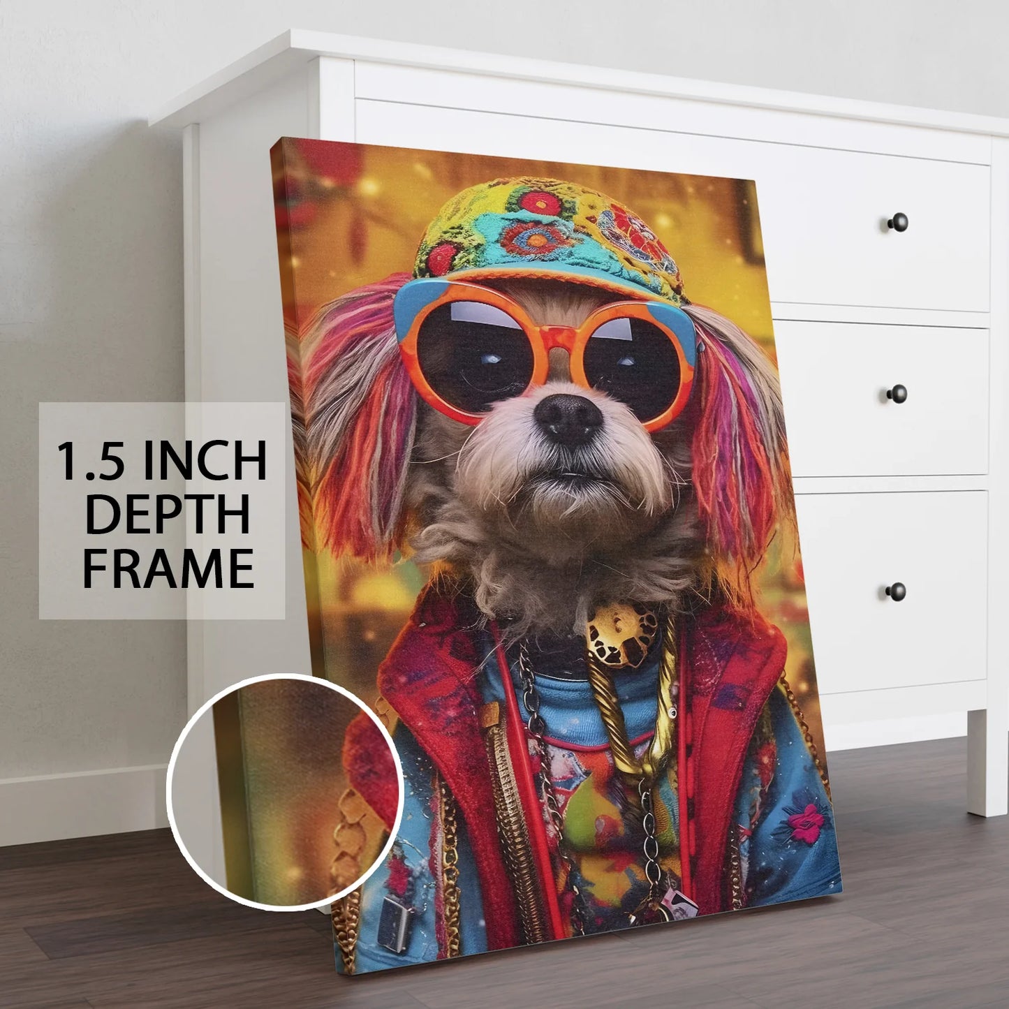 Funky Dog Pop Art Canvas Wall Painting for Modern Home Décor