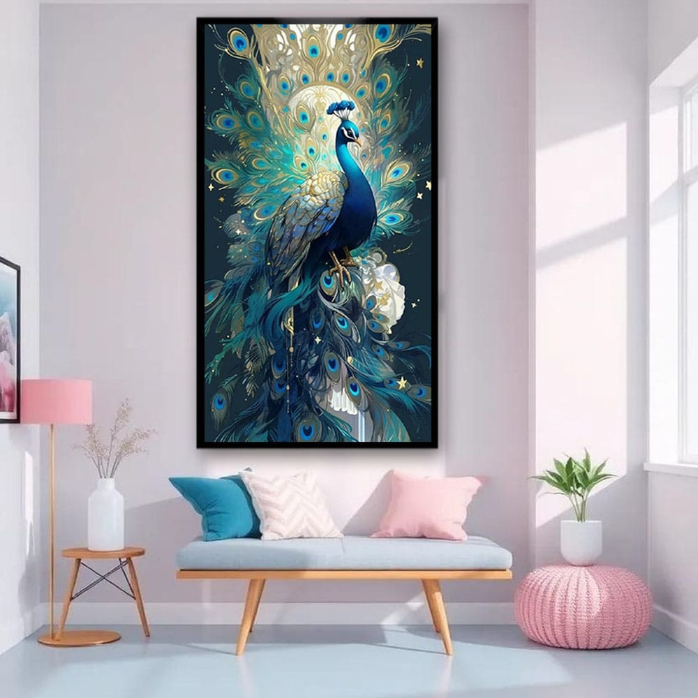 Peacock Vastu Canvas Wall Art – Symbol of Positivity & Elegance