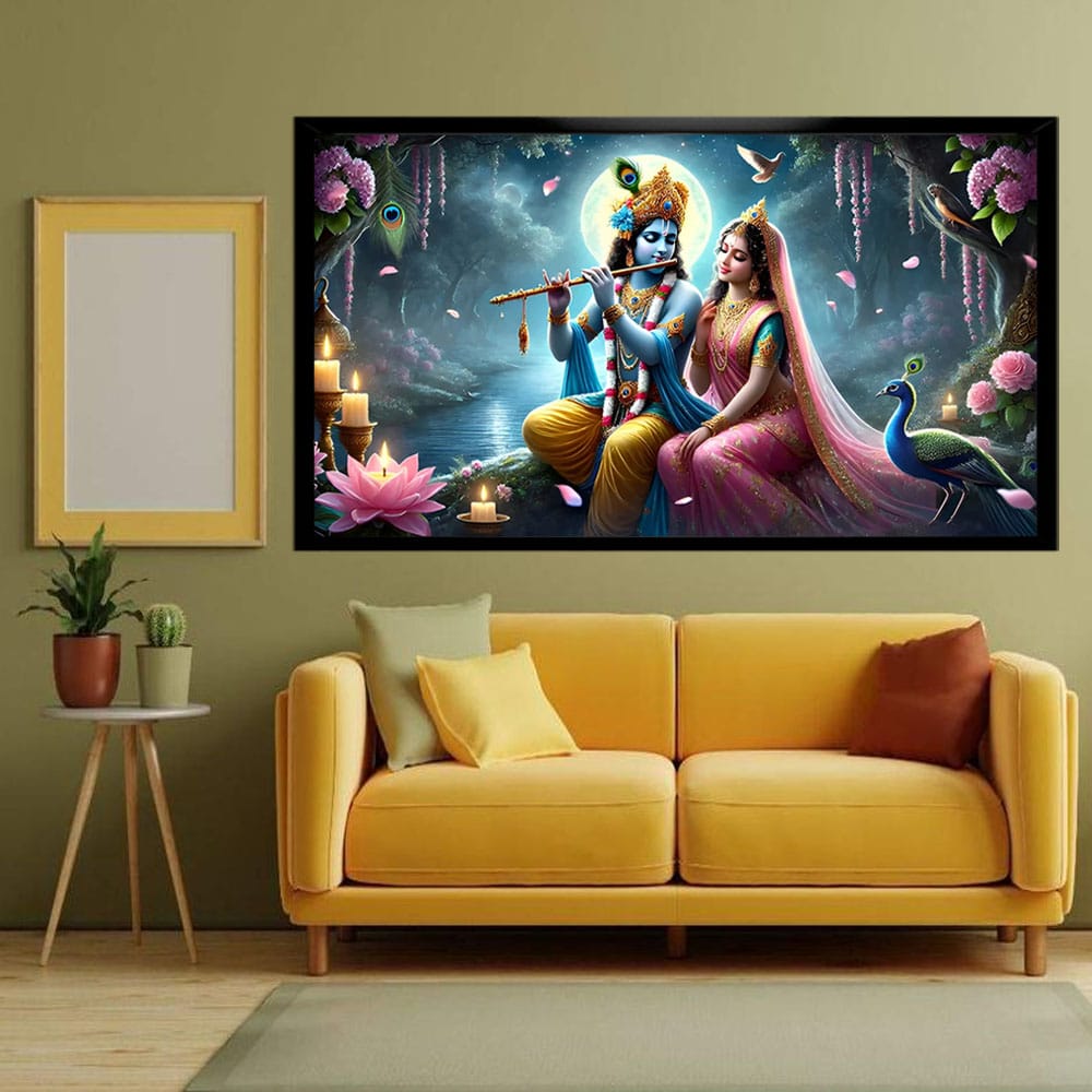 Radha Krishna Canvas Wall Art For Pooja Room