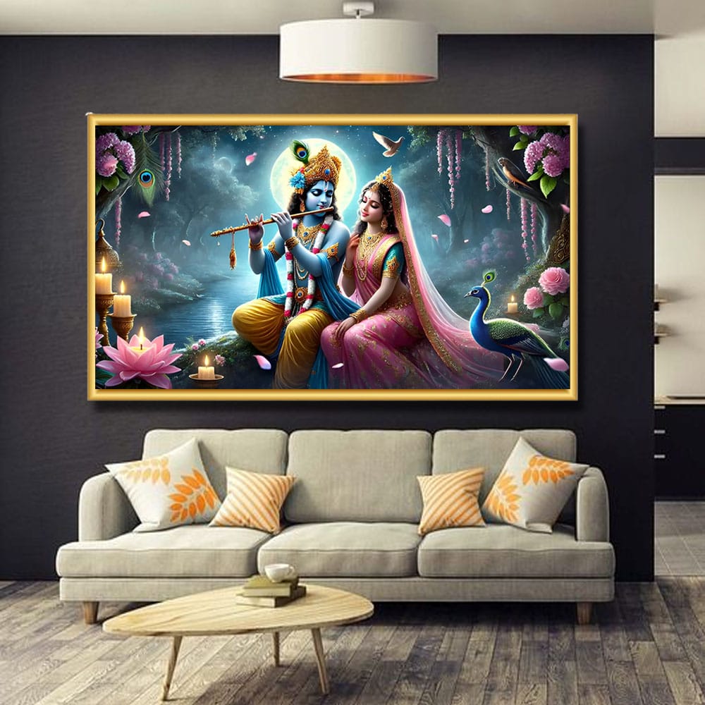 Radha Krishna Canvas Wall Art For Pooja Room