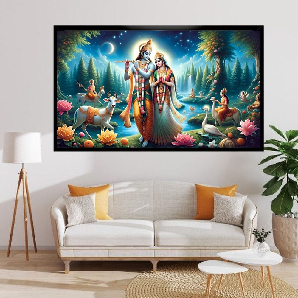 Radha Krishna Canvas Wall Art For Pooja Room