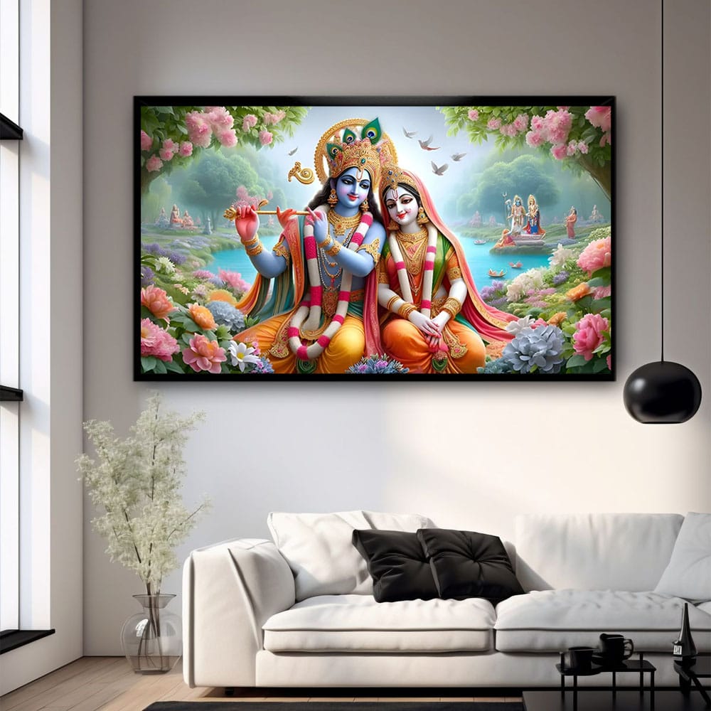 Radha Krishna Canvas Wall Art For Pooja Room