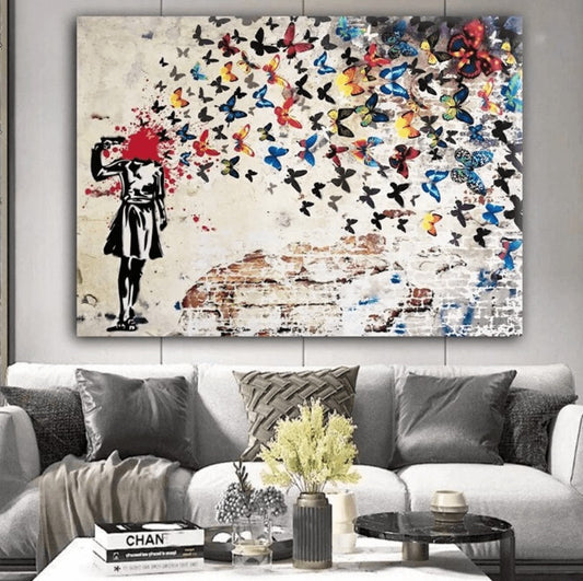 Headshot Butterfly Canvas Wall Art Painting