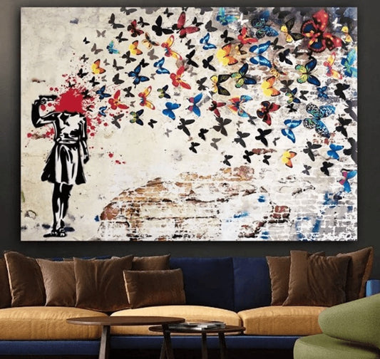 Headshot Butterfly Canvas Wall Art Painting